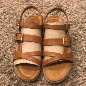 Brown euro soft sandals size 7.5